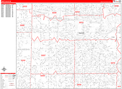 West Allis Wall Map Zip Code Red Line Style 2026